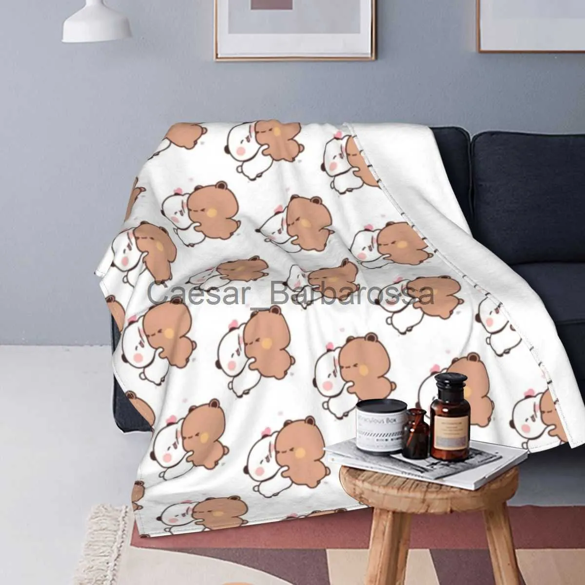 Blankets Face Hug Milk And Mocha Cute Bears Flannel Blanket for kids children cartoon anime Funny Throw Blankets for Home Rug Piece x0711