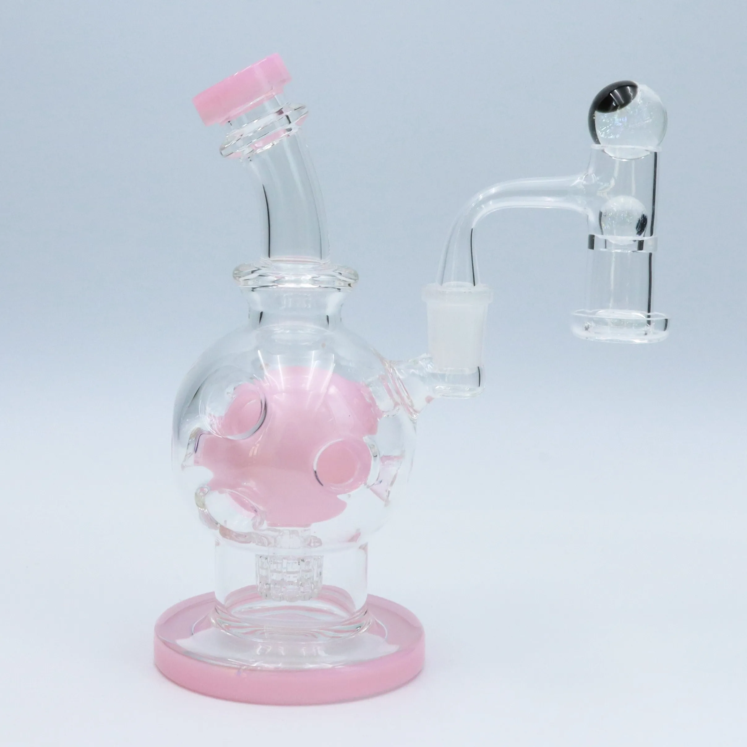 The Turbin Comb Pink Glass Bong Water Pipe smoking pipe hookah dab rig with quartz banger with terp balls