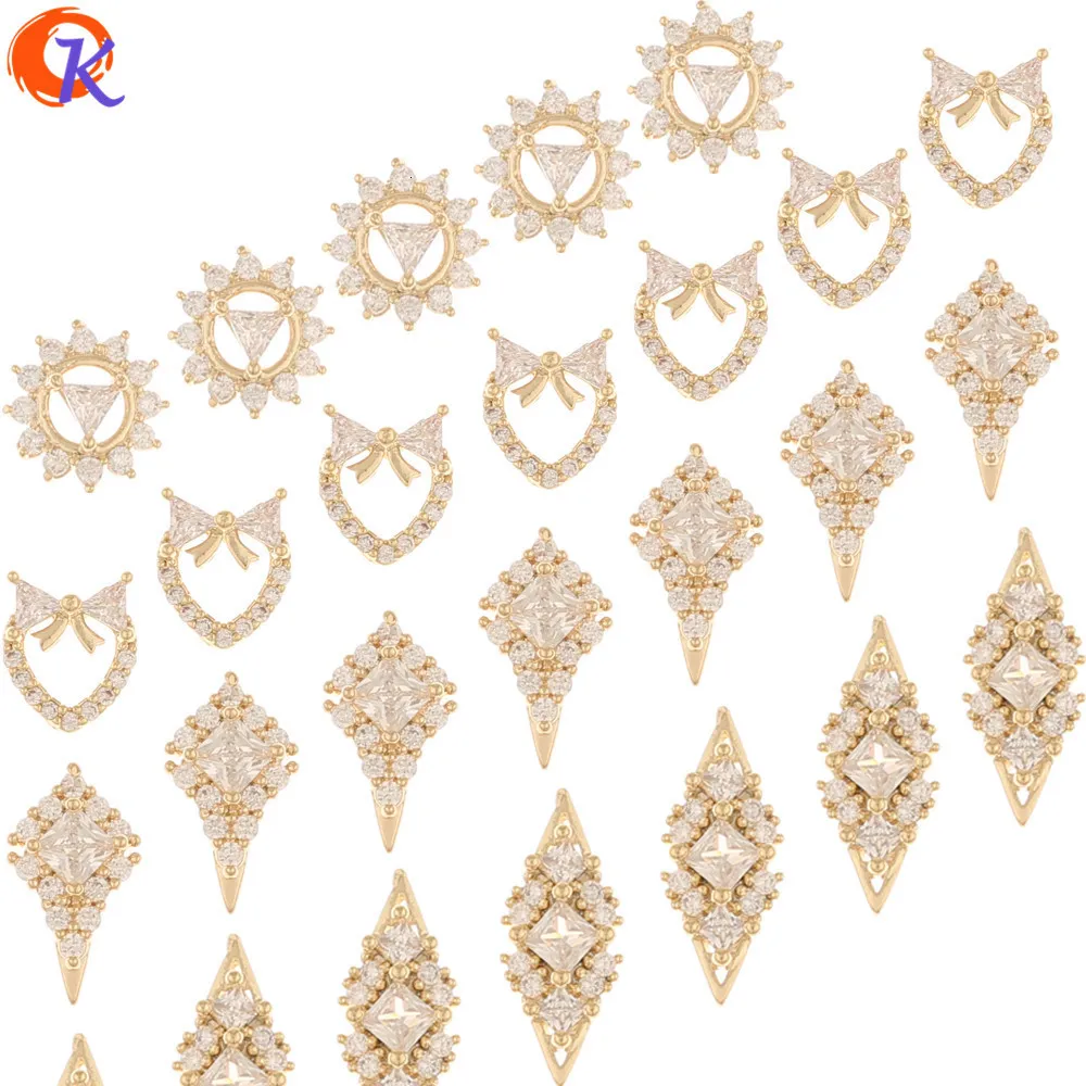 Chains Cordial Design 50Pcs Jewelry Accessories DIY Making Genuine Gold Plating Cubic Zirconia Charms Hand Made Fingernail Findings 230710