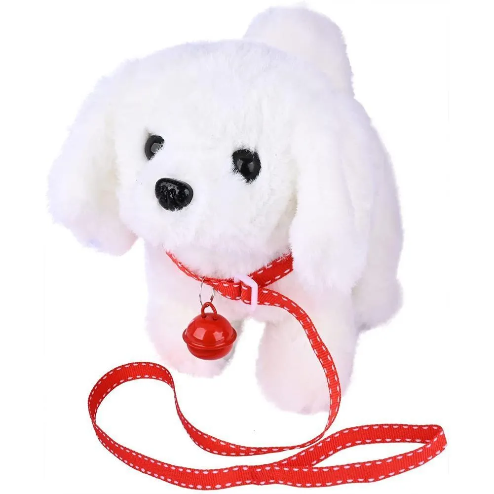 Plush Dolls Simulation Dog Electronic Interactive Pet Puppy and Traction Rope Walking Barking Tail Wagging Companion Toys For Kids 230711