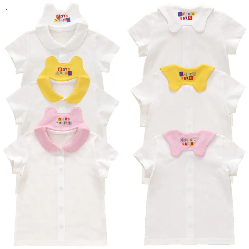 キッズシャツミキ子供服夏の漫画クマウサギの文字刺繍ネイビーカラー半袖下着シャツ 230711