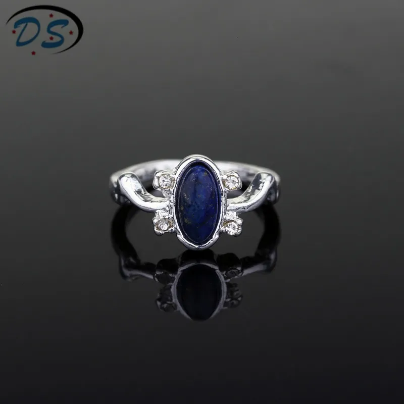 Anneaux de mariage 1 pc The Diaries Elena Gilbert Daylight Vintage Crystal Ring Avec Blue Lapis Mode Films Bijoux Cosplay 230710