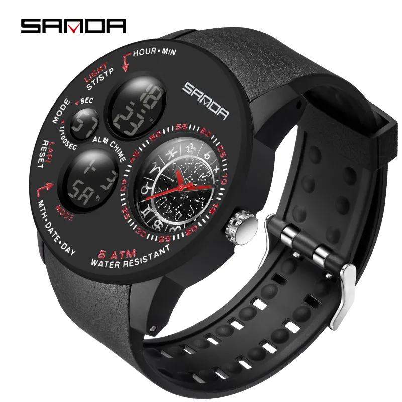 SANDA Japan Digital Movement Sport Digital Watch For Men 50M Waterproof Watch Shockproof Clock Creative 12 Constellation Dial