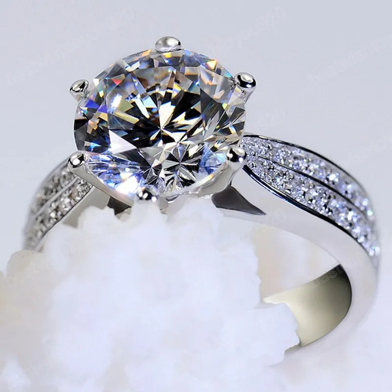 Luxe Designer Oversized Zirkoon Titanium Stalen Ring Moissanite Verlovingsringen Voor Vrouwen Wedding Party Sieraden