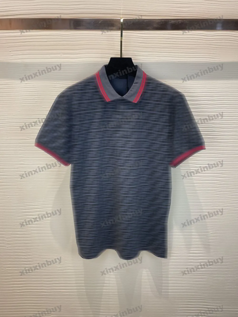 xinxinbuy Herr designer T-shirt t-shirt 23ss dubbelt bokstavstryck polo kortärmad bomull dam svart blå röd S-3XL