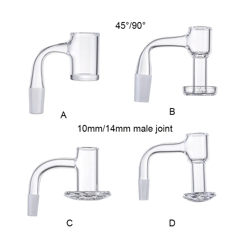 4 Types Seamless Fully Weld Quartz Banger Nails Terp Slurper Beveled Edge Blender Spin Nail 45 90 Degree 10mm 14mm Male OD 20mm Smoking Accessories