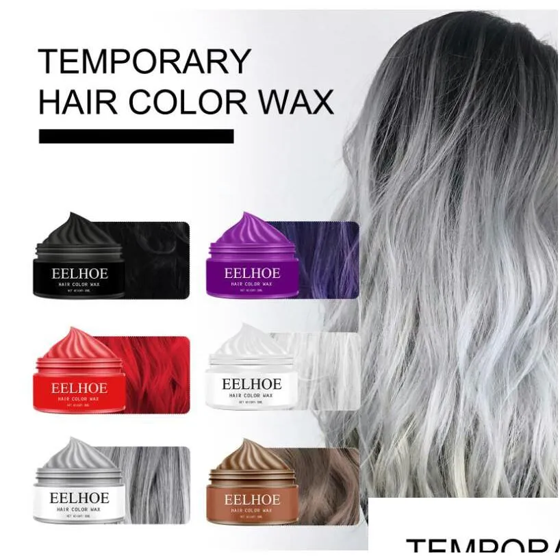 Cores de cabelo 6 cor temporária instantânea cera lavável tintura creme natural para festa de halloween cosplay clube mulheres e homens drop delivery pr dhfsi