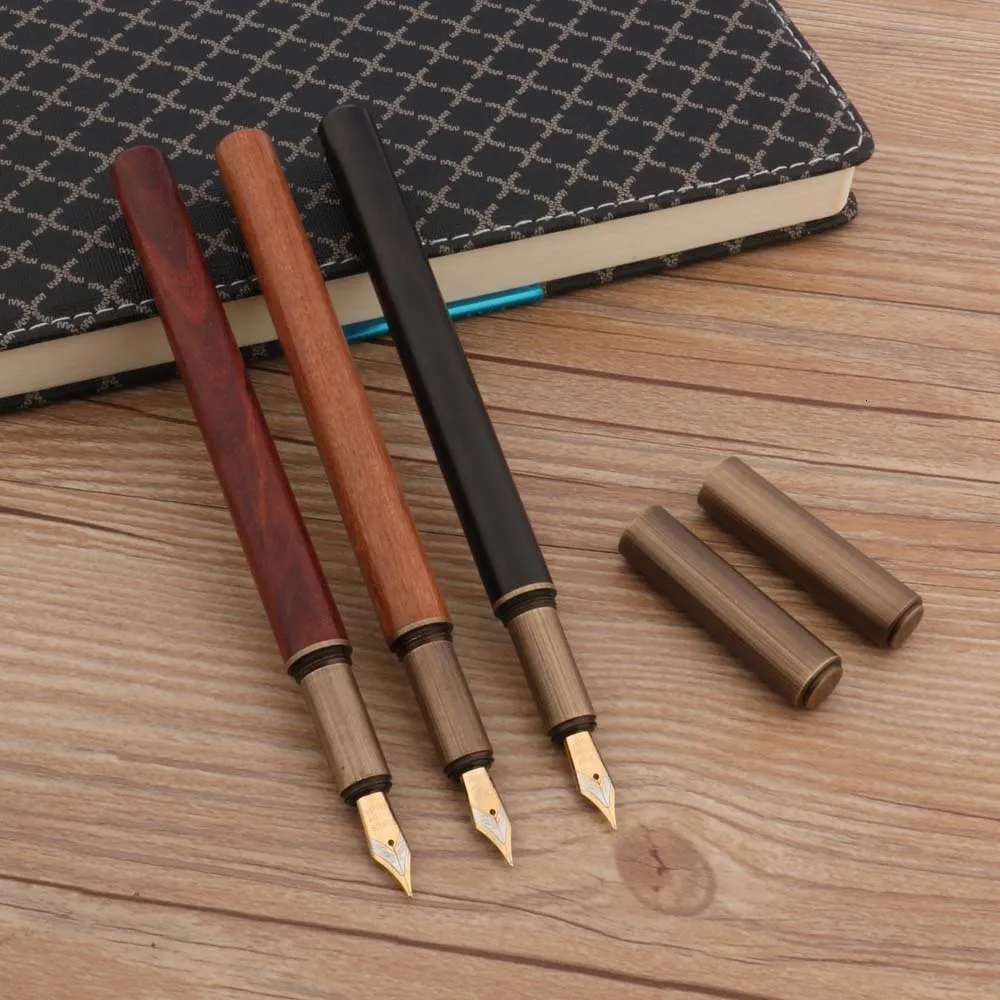 Fountain Pens High Quality 007 WOOD Pen Brass Sandal wood Spin INK Office Writing Supplies 230707