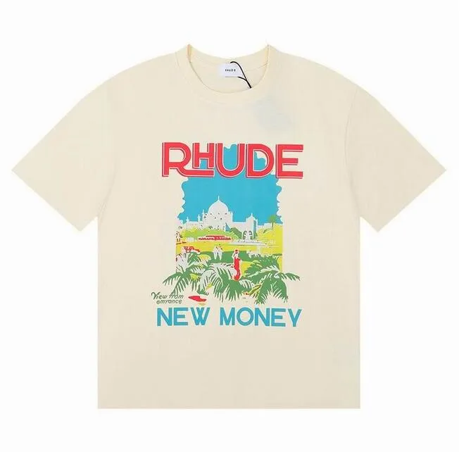 Дизайнерские рубашки Summer Mens футболки Womens Rhudes Designers for Men Tops Letter Polos вышивка футболка женская одежда с короткими рукавами