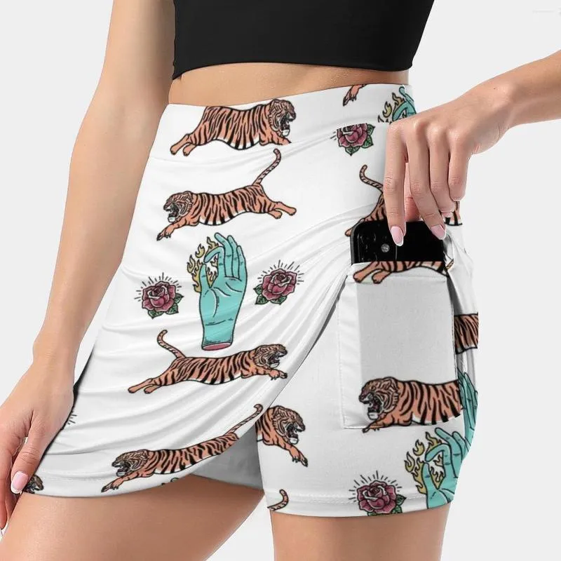 Юбки Огненная обруча женская юбка эстетическая мода короткое кольцо цирк тигр прыжок