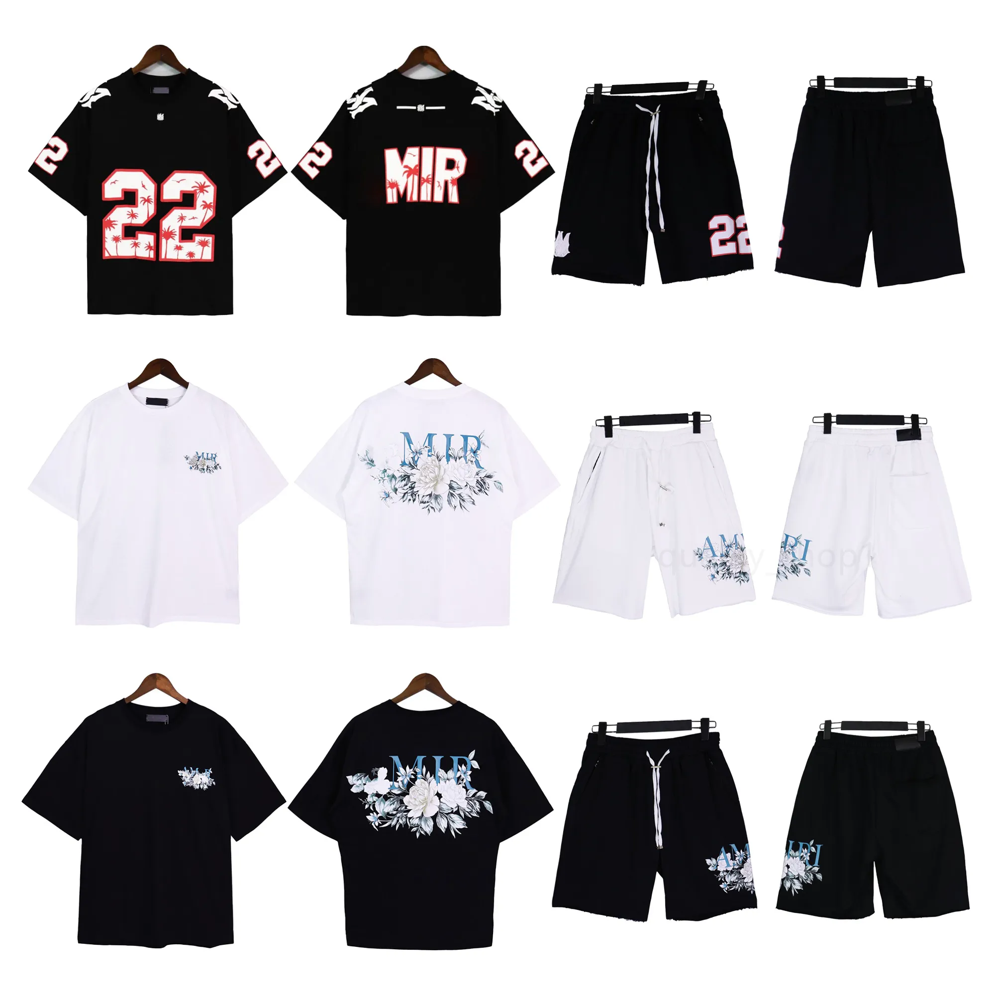 2023 Designer Hommes T-shirt D'été Hommes Femmes Chemises Lâche Sport Shorts Coton Ensemble De Mode High Street Lettre Impression À Manches Courtes Shorts Casual Vêtements Taille S-XL