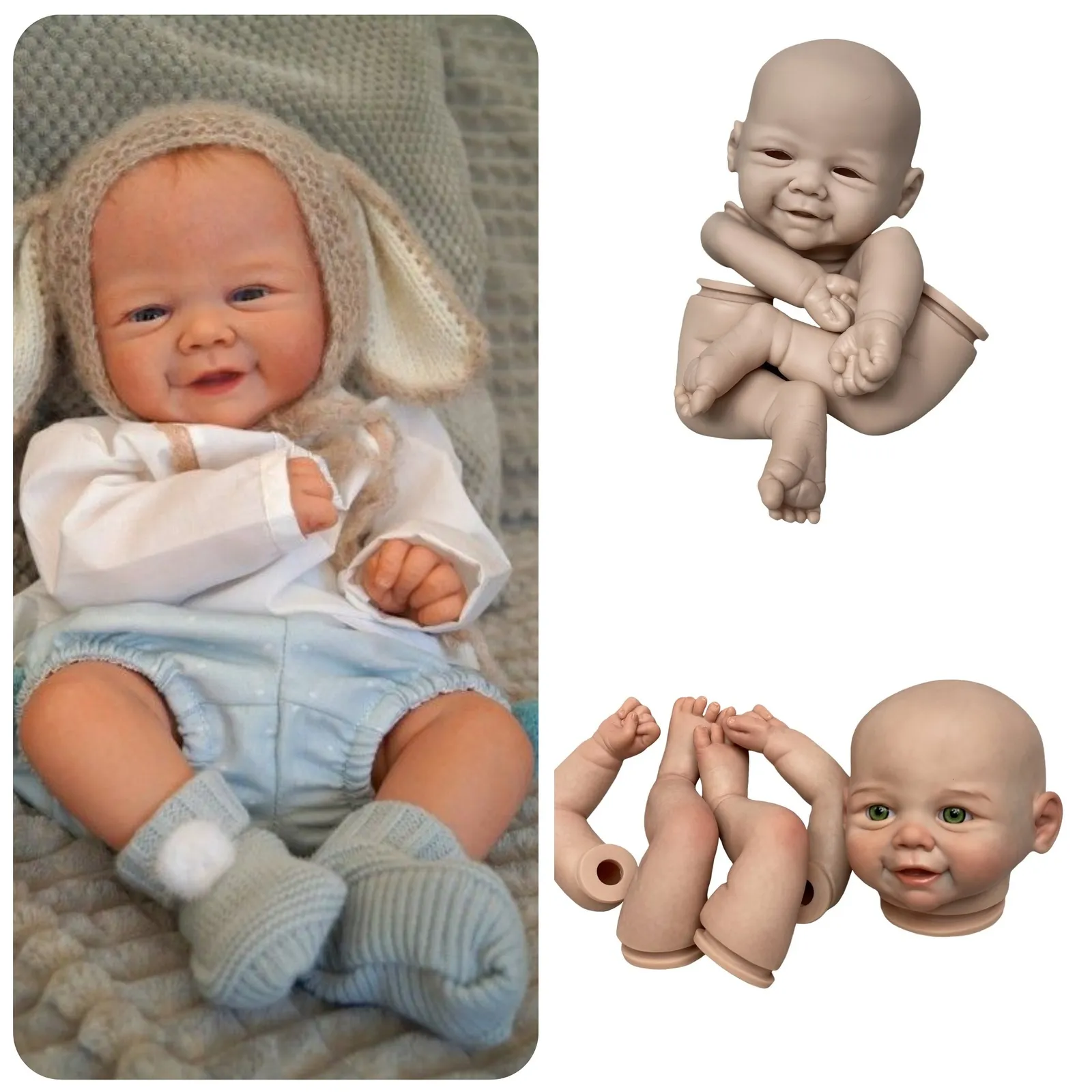 Poppen 45cm Vivienne Reborn Doll Kits Ongemonteerd DIY Kit Handgemaakte 3D PaintedUnpainted Levensechte Bebe Sin Pintar 230710