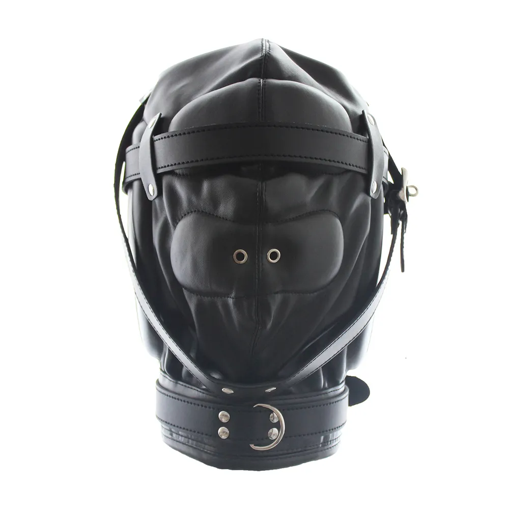 Sex Toys For Couples BDSM Bondage Full Masks Sensory Deprivation Gimp SM Leather Padded Slave Role Play Hood W_voghion.com