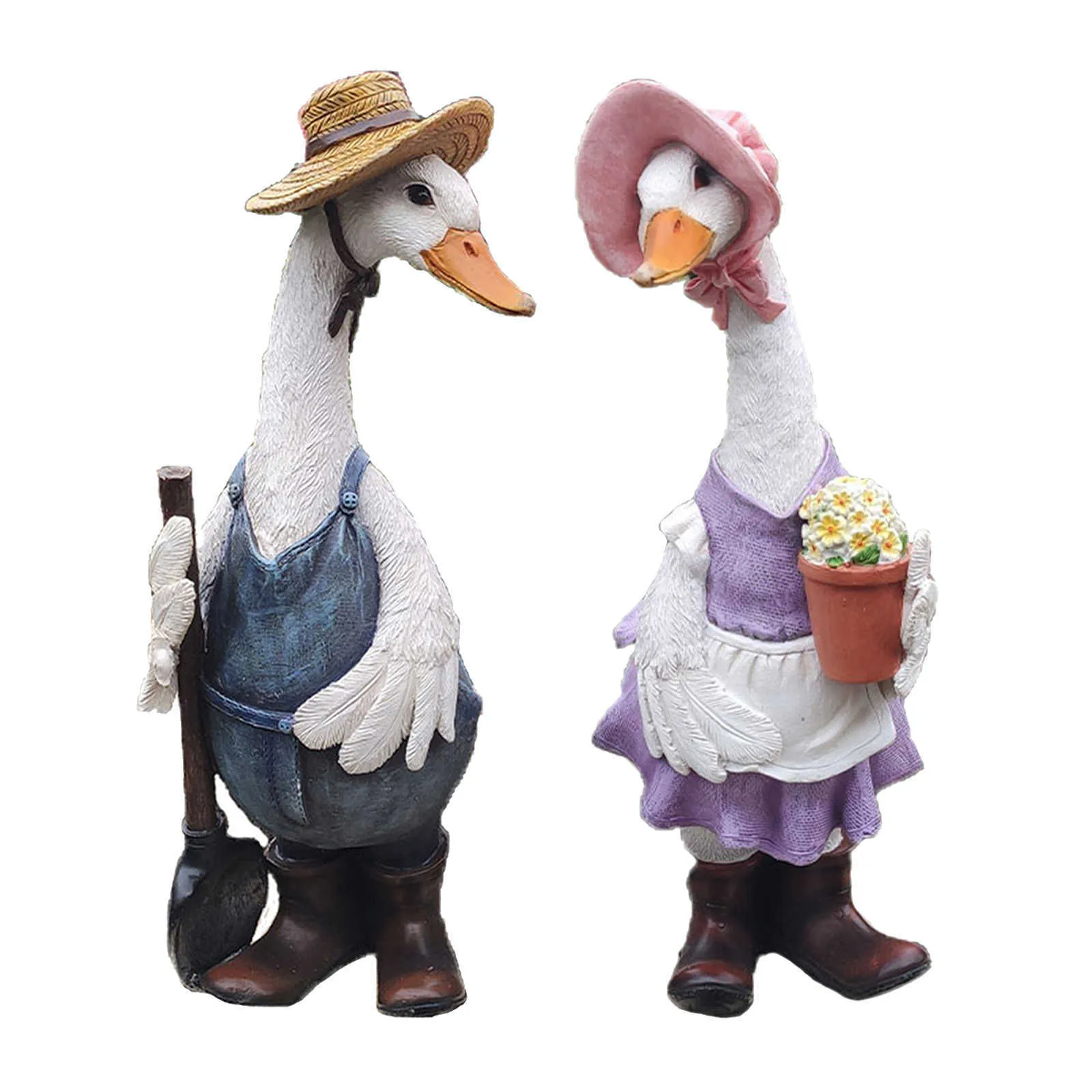 Lawn Decorative Figurine Mini Cute Resin Duck Model Toys Garden Ornaments Art Crafts for Outdoor Courtyard