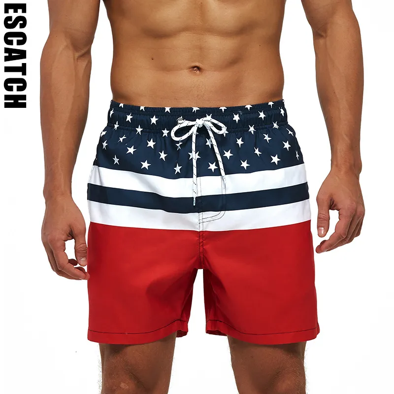 Short Masculino ESCATCH Arrival Calção de Banho Masculino Moda Masculina Conjunto de Academia Calção de Prancha Masculino Calça de Surf Plus Tamanho Masculino Estampado 230711