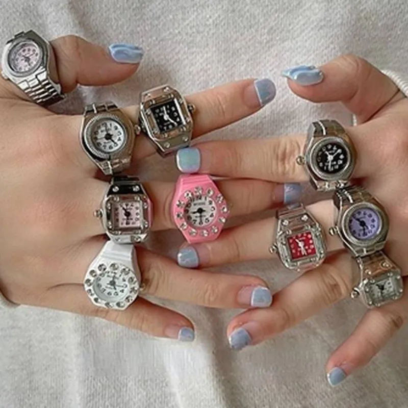 Finger Watch Ring: Retro Roman Quartz Alloy Couple Jewelry Clock