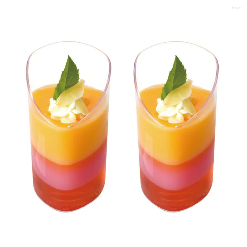 Dinnerware Sets 10PCS 80ml Mini Plastic Dessert Cups Elegant Clear Slanted Appetizer Cup Jelly Pudding Mousse