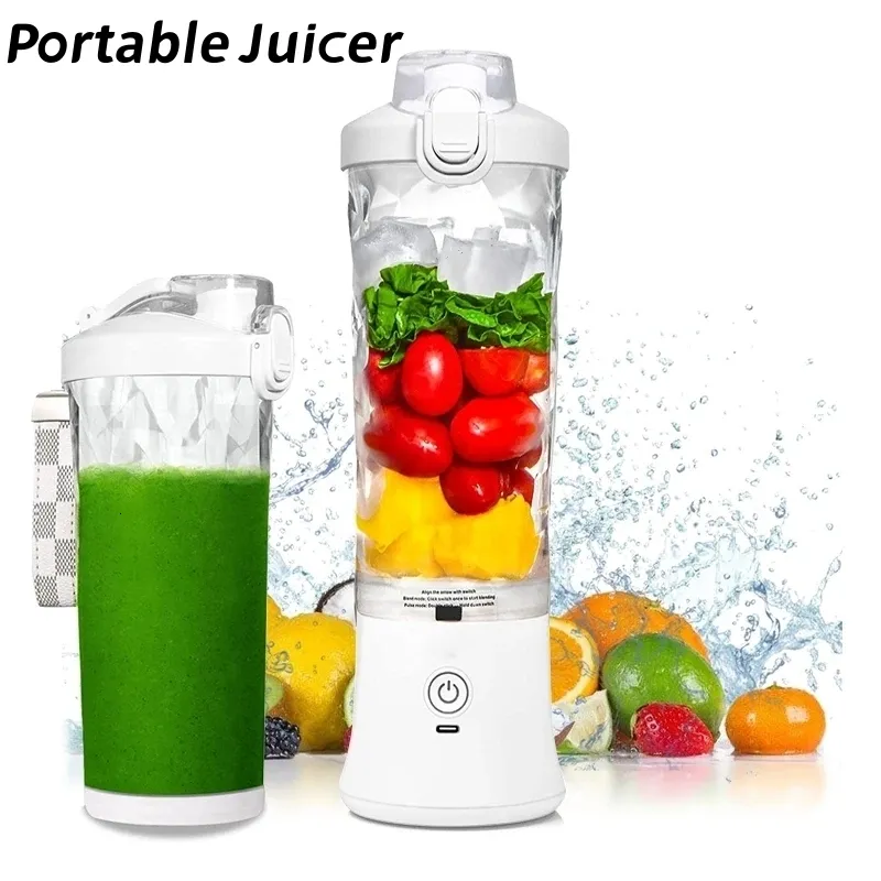 Fruit Groente Gereedschap Draadloze Sinaasappelpers Machine 600 Ml 6 Messen Waterdichte Oplaadbare Blender Ijs Crusher Citrus Fruit Draagbare Elektrische Cup 230710