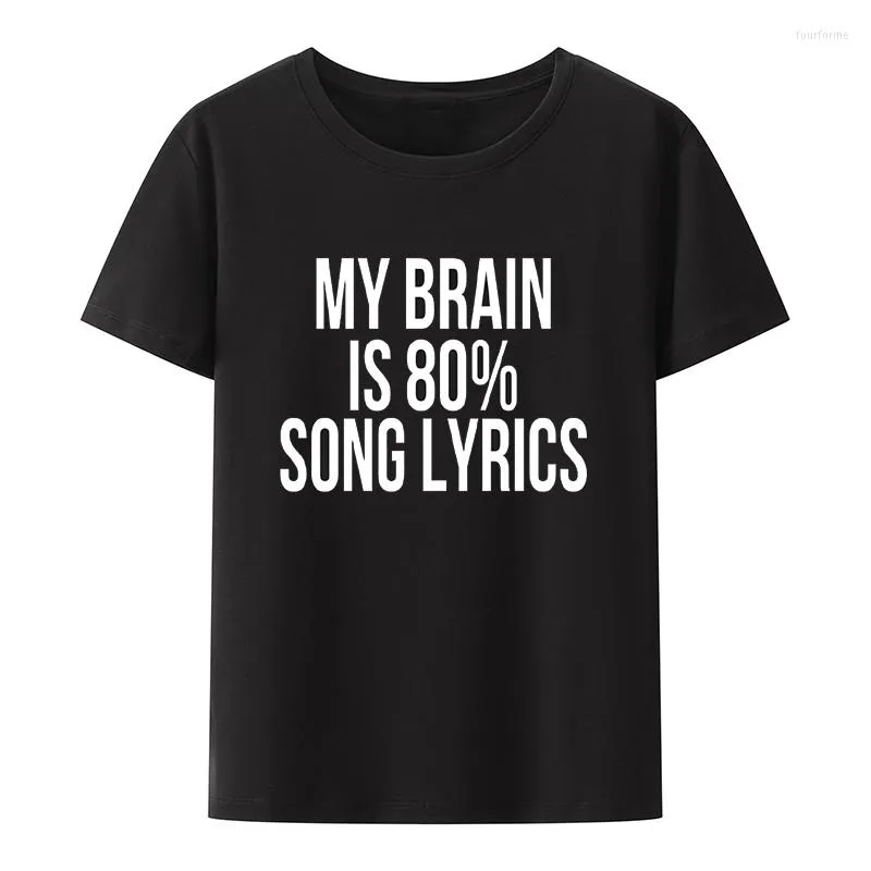 Camisetas femininas Funny My Brain Is 80% Song Lyrics Y2k Tshirt Harajuku Cartoon Graphic Tops Camiseta de manga curta respirável e confortável