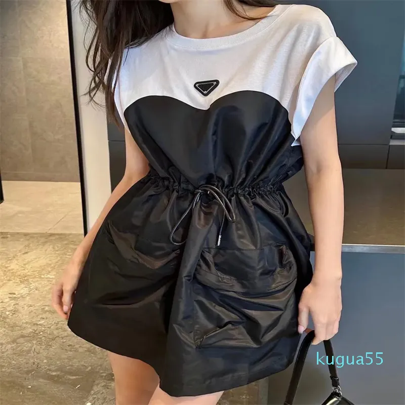 2023-Women 's Dress Designer Skirts Nylon Hooded Semi-Zip 드레스 여름 민소매 소녀 파티 캐주얼 스커트 크기 S-2XL 캐주얼 패션