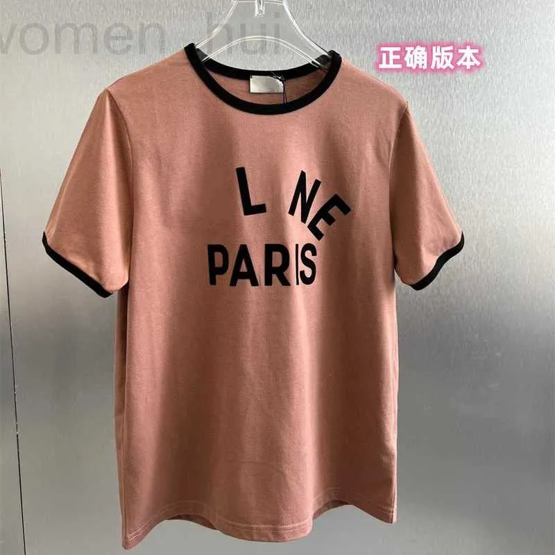 Felpe con cappuccio da donna Felpe firmate Linjia T-shirt da donna in edizione corretta Lettere floccate Marchio di moda francese Manica corta Abbinamento colori Collo tondo NEW YDLS