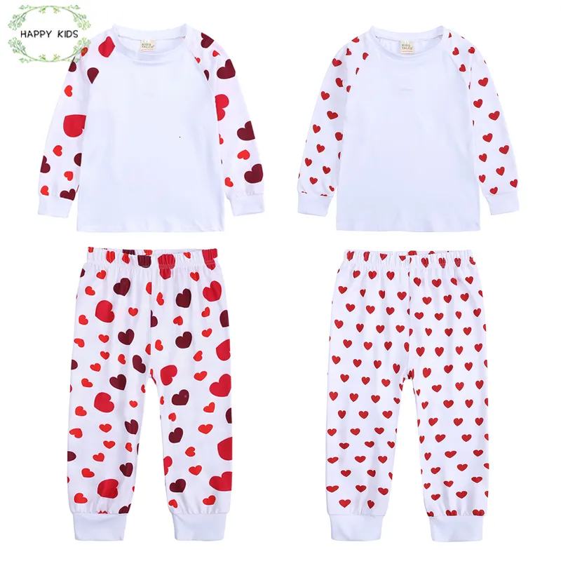 Pyjama 1-13Y Peuter Jongens Meisjes Lange Mouw Knus Zacht Katoen 2 Stuk Pyjama Set Kinderen Minnaar Hart Pjs Nachtkleding Kinderen Paasdag Cadeau 230710