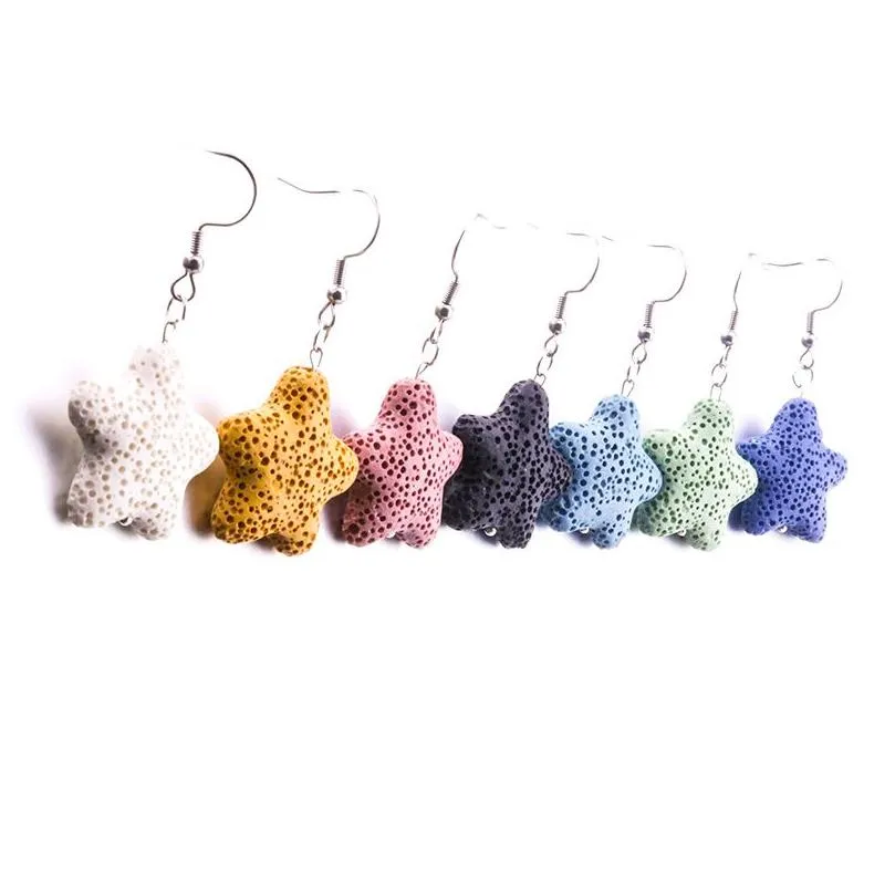 Dangle Chandelier 11Colors Starfish Lava Stone Earrings Diy Aromatherapy Essential Oil Diffuser Earings Jewelry For Women Drop Deli Dhnyk