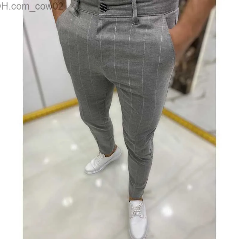 Męskie jeansy modne kropki linia w paski męskie biznesowe spodnie na co dzień biurowe spodnie rodzinne społeczne Slim Fit odzież męska spodnie Z230711