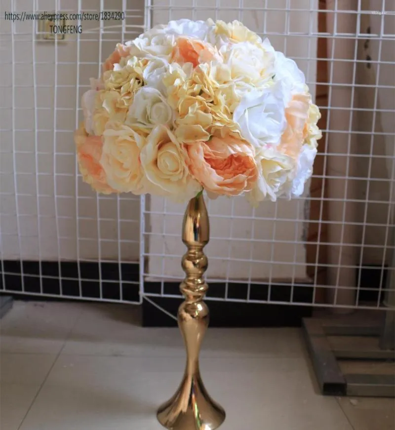 Decorative Flowers 30cm White And Champagne Artificial Rose Wedding Shopping Malls Supermarkets Backdrop Decoration Table Centerpiece Flower