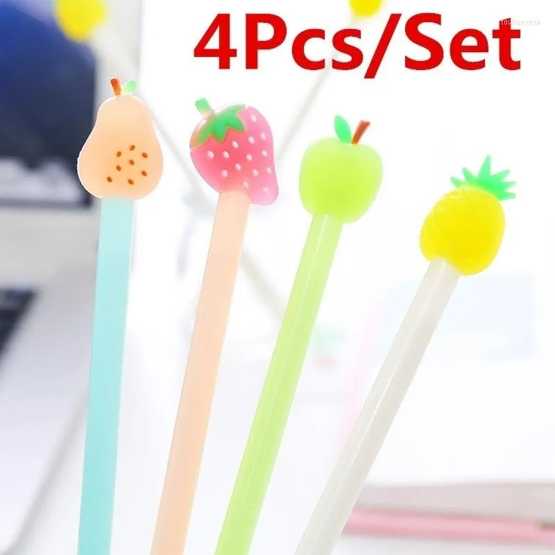 Pcs Neutre Stylo Fruits Gel Poires Ananas Fraises Stylos Kawaii Mignon Papeterie Cadeaux (couleur: aléatoire)