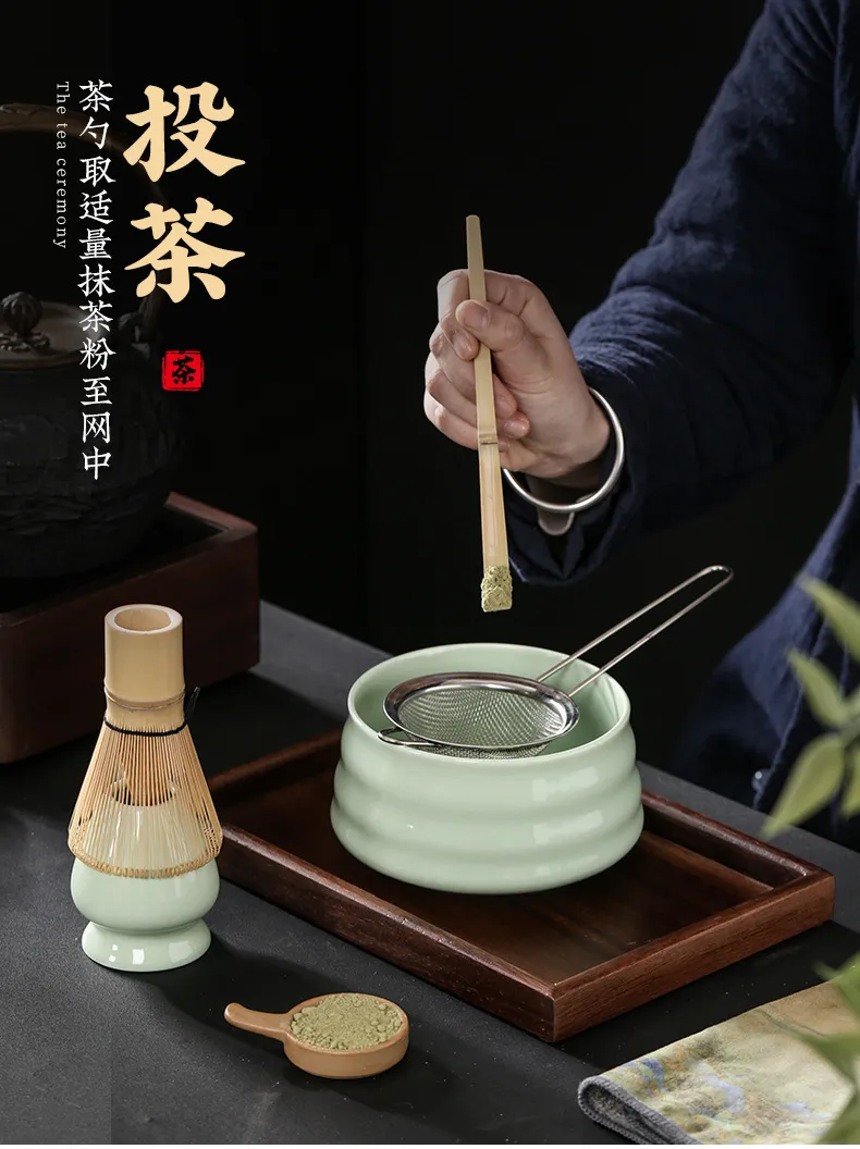 (値下げ)木製　折りたたみ式　お茶お摘まみ　スタンド Handmade Home Easy Clean Matcha Tea Set Tool Stand Kit Bowl