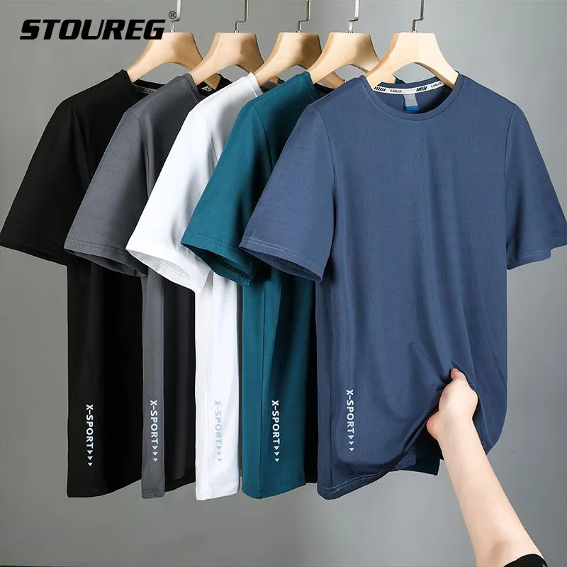 Mens TShirts Ice Silk Quick Dry Sport T Shirt Gym Fitness À Manches Courtes Running TShirt Respirant Workout Sportswear 230710