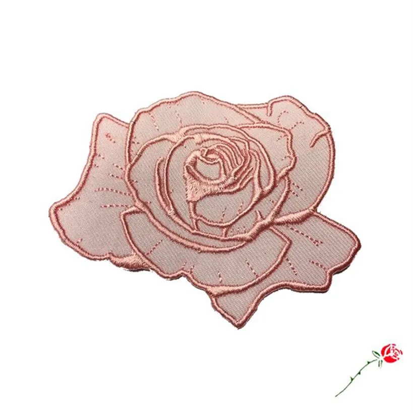 Romantique Rose Poussiéreux Rose Fleur Patch Top Patchs Fer à Coudre sur Broderie Patch Motif Applique Enfants Femmes DIY Vêtements Sticke283D
