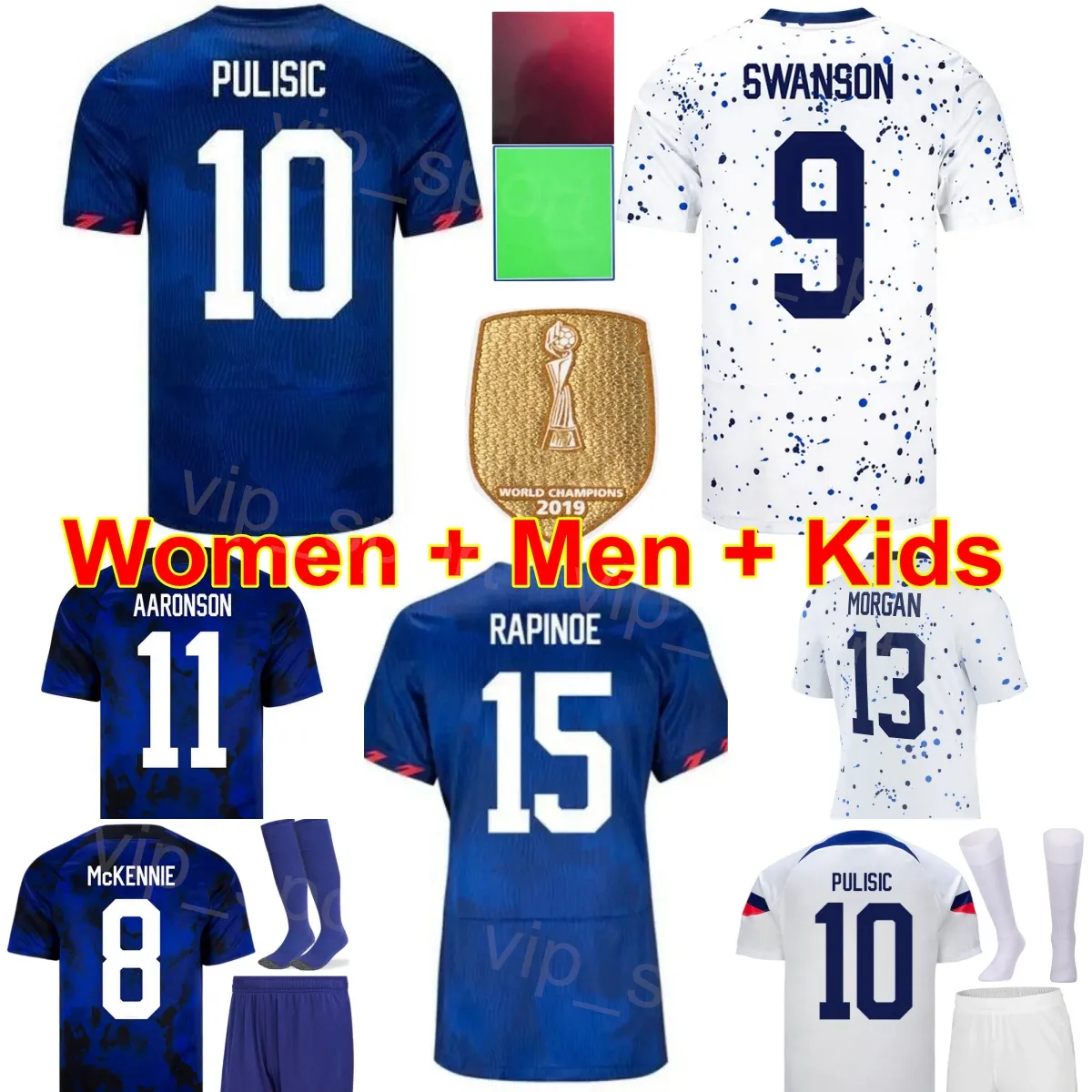 Landslagsfotboll 13 Alex Morgan Tröjuppsättning 15 Megan Rapinoe 9 Jesus Ferreira 10 Christian Pulisic 20 Trinity Rodman Weston McKennie Fotbollströja Man Barn Kvinna