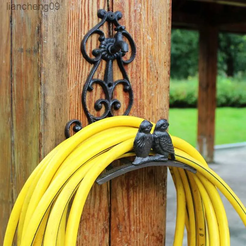 Heavy Duty Cast Iron Wall Mounted Yellow Garden Hose Holder Butler