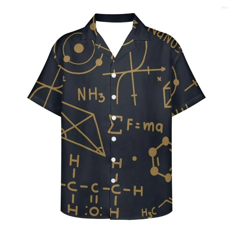 Men's Casual Shirts Scientific Formula Blackboard Pattern Print Funny Hawaiian Shirt Short-sleeved Cuban Tshirt Top Party Women Clothing