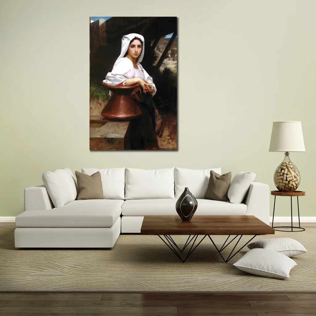 Religiös konst William Adolphe Bouguereau Måla Italiensk flicka Teckning Vatten Handmålad Klassisk konst Heminredning