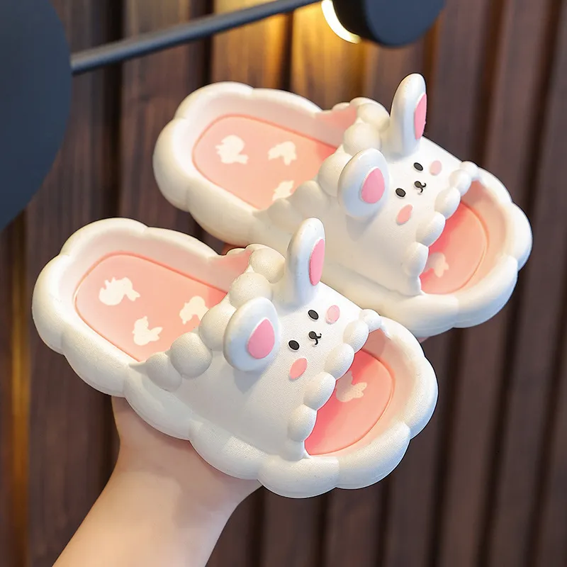 Slipper Sommer Kinder 3D-Kaninchen Hausschuhe Niedliche Cartoon Hausschuhe Atmungsaktiv Rutschfest Home Badezimmer Weiche Hausschuhe Kinder für Mädchen 230710