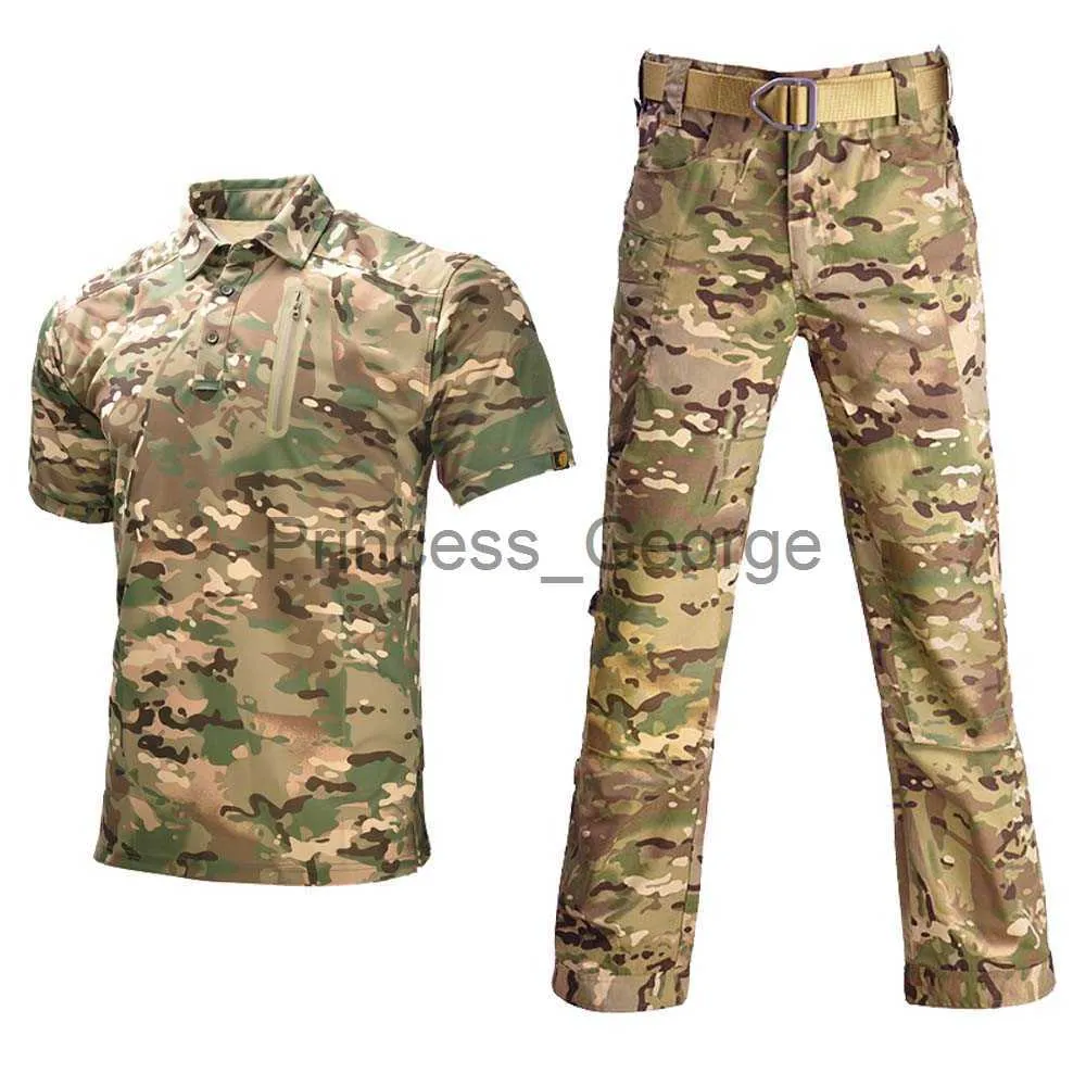 Autres Vêtements Costumes militaires Vêtements de chasse tactiques Camo Multicam Cargo Hommes Pantalons de travail Safari Combat Uniforme Airsoft Uniform Set Army Shirt x0711