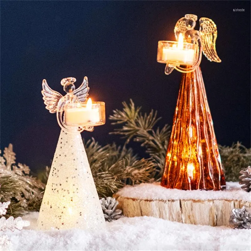 Castiçais Europa Anjo Titular de Vidro Pequeno Candeeiro de Noite Corda Decoração de Natal Charme Enfeites Luminosos Presentes de Casamento Romântico