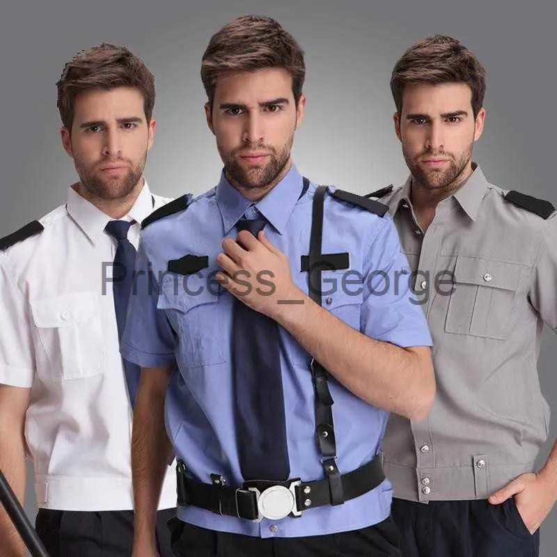 Others Apparel New Arrival Security Clothing Men Suit Shirts Blue Male Shortsleeve Security Work Wear Big and Tall Mens Uniforms Free Shipping x0711