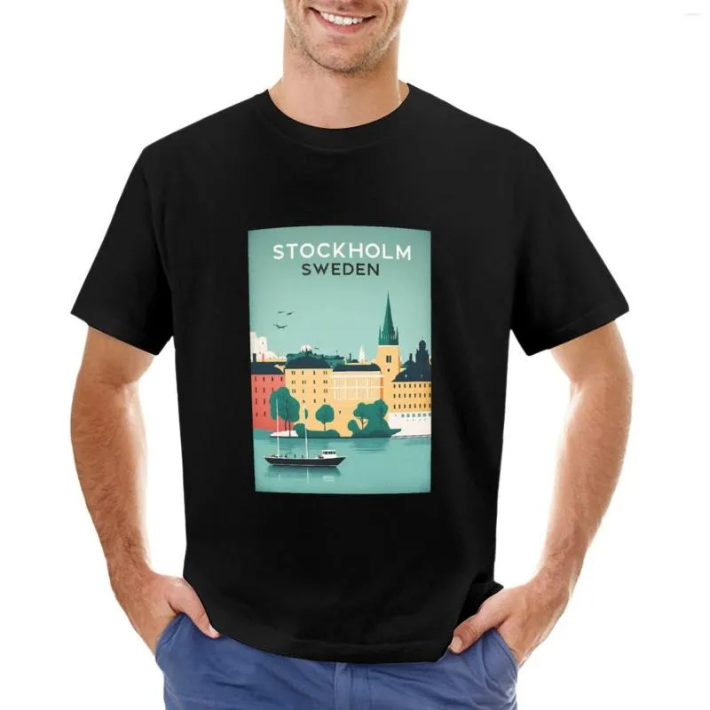 Men's Tank Tops Stockholm Sweden Retro Travel Poster T-Shirt Custom T Shirts Funny Summer Top Heavy Weight For Men