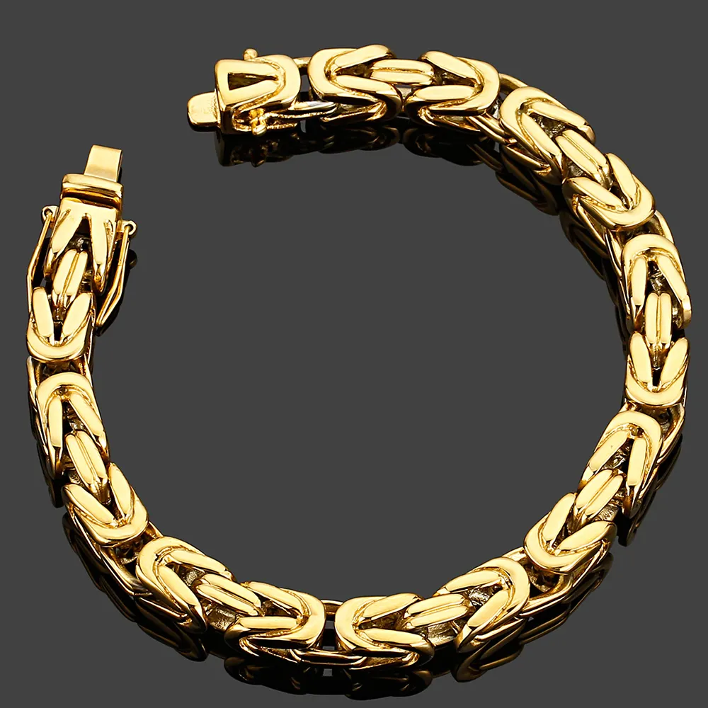 Chain Luxury Gold Color 316L Stainless Steel Mens 8MM Bracelet For Men Biker Bracelets Male Jewelry Accessories Drop 230710