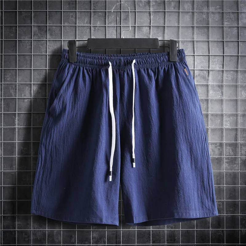 Herren-Shorts M5XL, Übergröße, elastische Taille mit Kordelzug, Sportbekleidung, einfarbig, Baumwolle, Leinen, lässige kurze Hosen, Sommerkleidung 230710