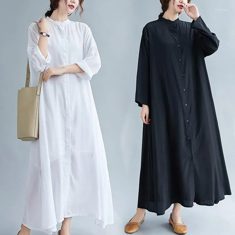 Ethnic Clothing Casual Loose Long Maxi Dress Vintage Spring Summer Simple Shirt Muslim Kaftans Pakistani India Pakistan