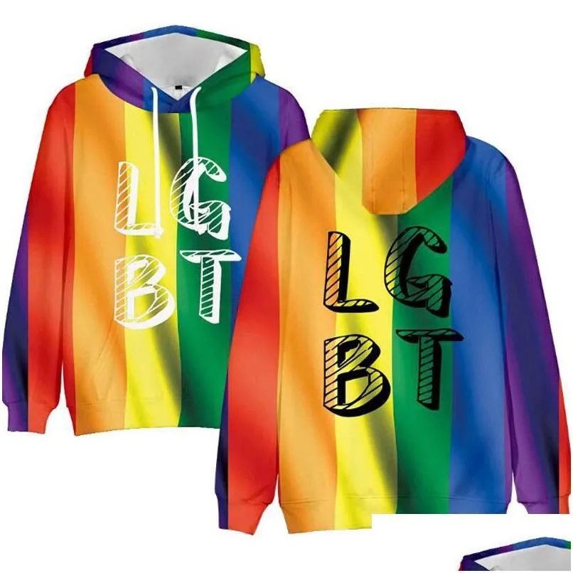 Moletons femininos com capuz Lgbt Pride Month Impressão 3D Oversized Moletom feminino/masculino Lgbtq Gay Bissexual Lésbica Tarambola arco-íris Hoo Dhyub