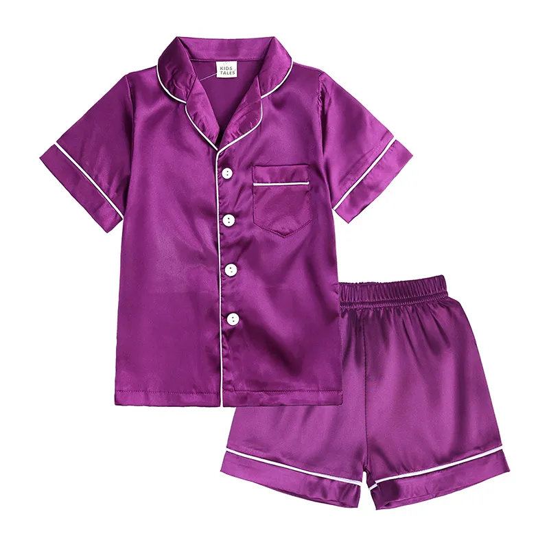Personalized Red Satin Silk Pajama Set For Boys And Girls 2 Solid Childrens Boys Clothes Toddler Loungewear Gift 230710 From Cong05 10.34 DHgate.Com