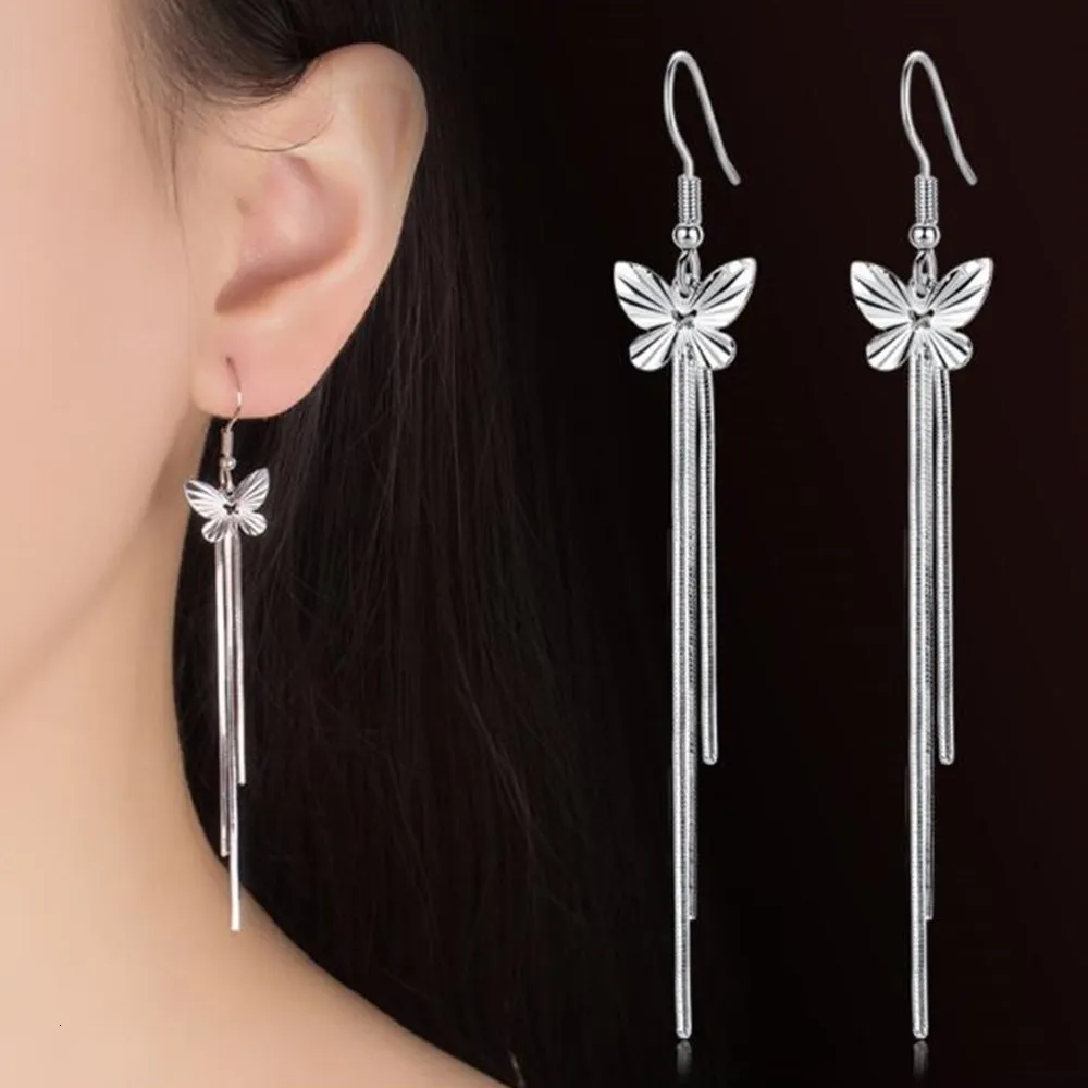 Stud NEHZY Silver plating Jewelry Fashion Woman High Quality Earrings Vintage Butterfly Long Tassel Hook 230710