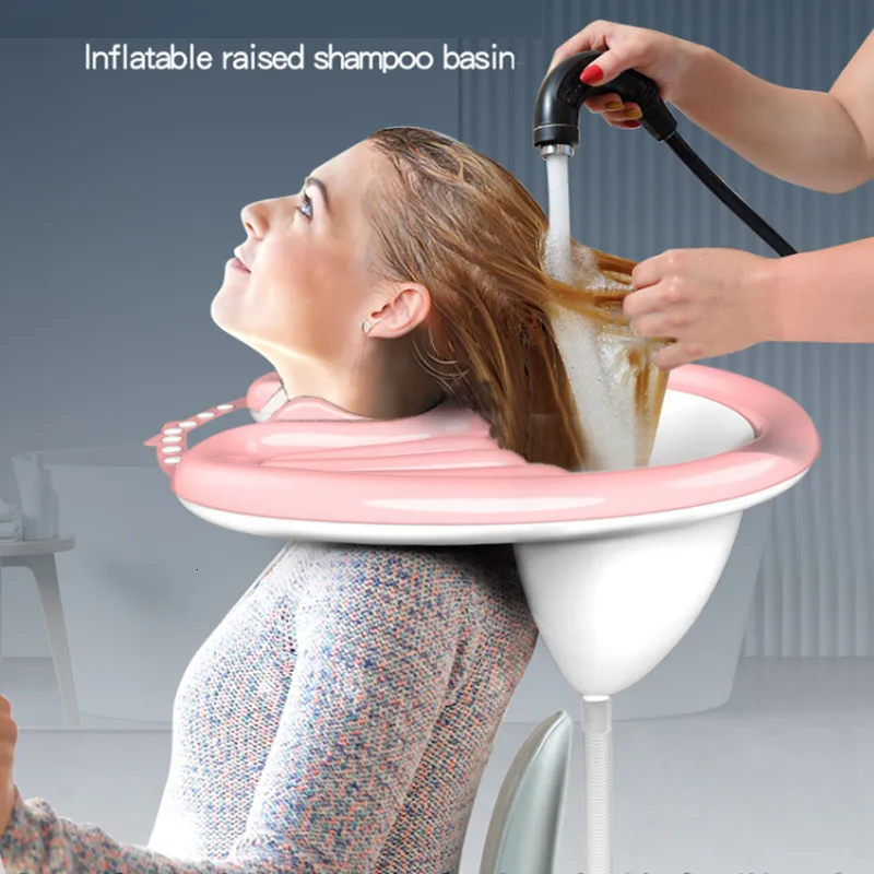 Bathroom Sinks Inflatable Adult Back Hair Washing Basin With Water Pipe Inflator Pregnant Child Elderly Patient Hairdressing Nurse Home Basins 230710