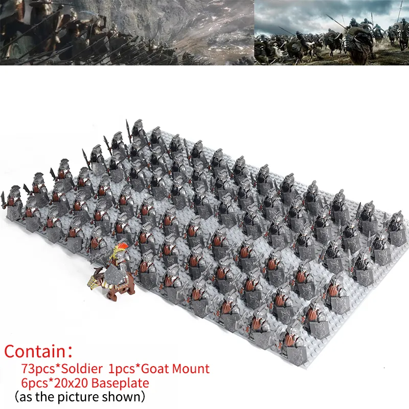 Blöcke MOC Elfen Zwerge Soldaten Orks Armee Figuren LOTR Rüstung Wache Krieger Bogenschütze Mittelalterliche Ritter Bausteine Spielzeug Geschenke 230710